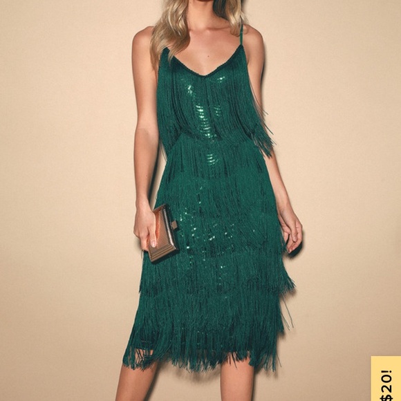 Lulus Dresses & Skirts - Dark green fri he sequin dress